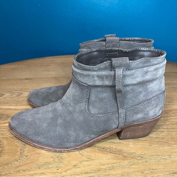 Joie Ajax Suede Western Short Ankle Boot Pull On Bootie Gray Women’s 7.5 - Picture 4 of 12